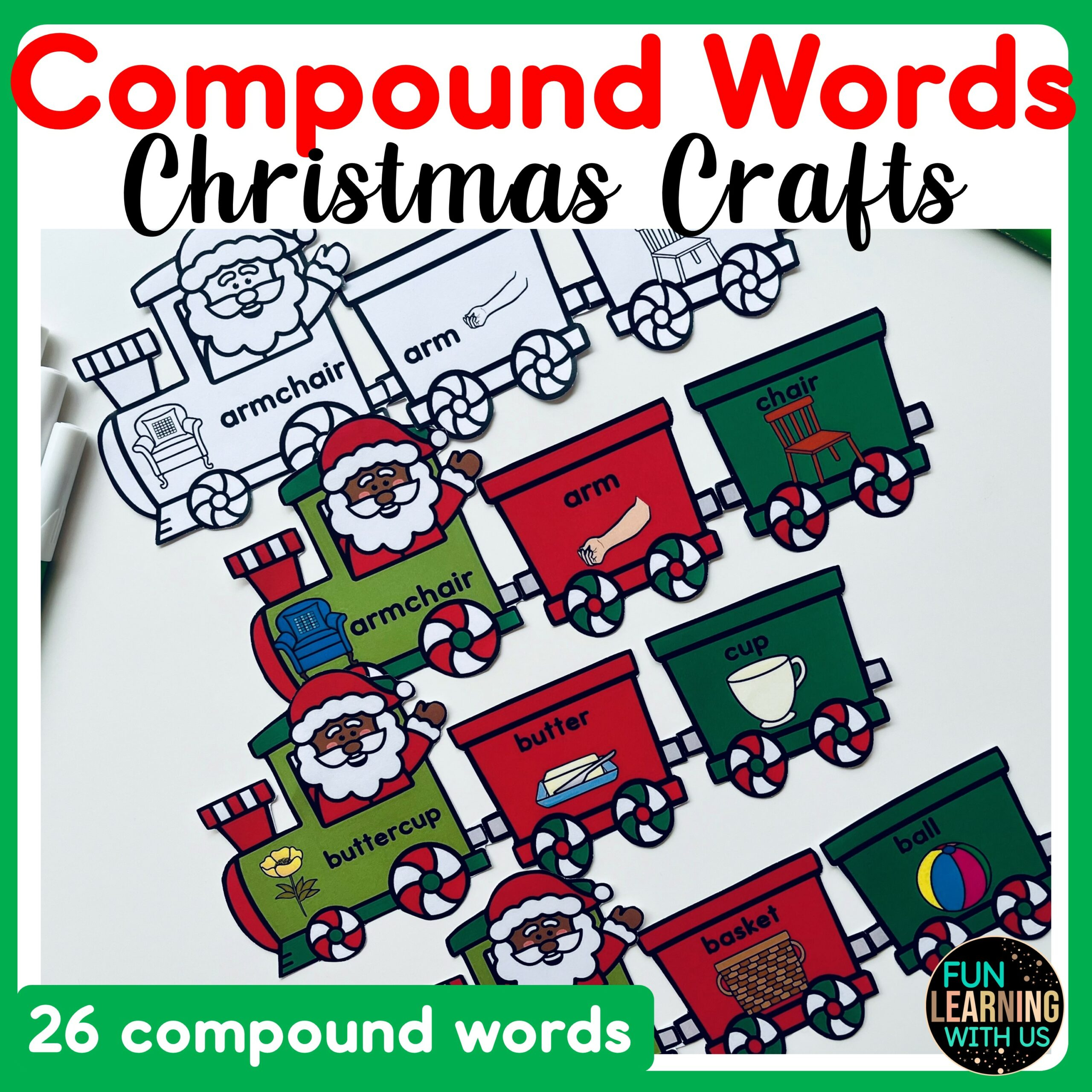 Christmas Train Compound Words Craft | December Kindergarten for Christmas Compound Words Worksheets