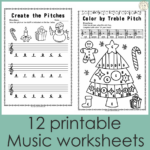 Christmas Treble Clef Note Reading Worksheets With Christmas Music Theory Worksheets