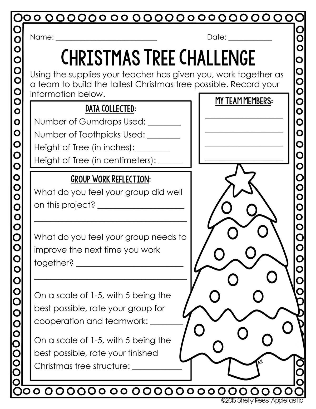 Christmas Tree Challenge Worksheet pertaining to Christmas Worksheets High School