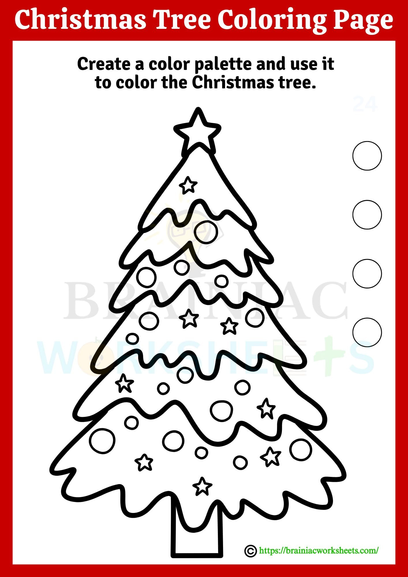 Christmas Tree Coloring Page Drawing Worksheet For Class 1 for Christmas Tree Drawing Worksheets