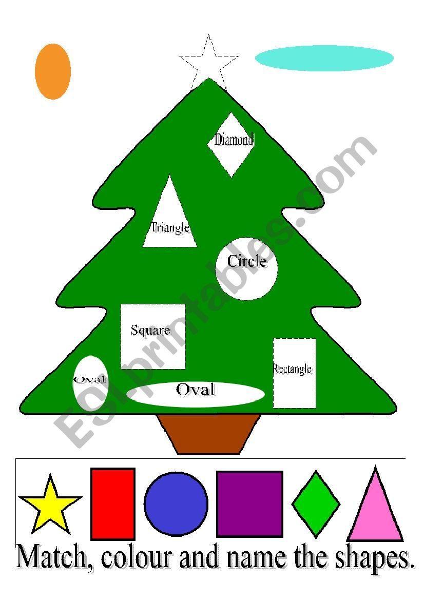Christmas Tree - Shapes - Esl Worksheetan_Chika with Christmas Tree Shapes Worksheets