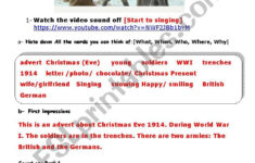 Christmas Truce Advert [1914 Wwi] – Esl Worksheetaurore throughout The World War 1 Christmas Truce Worksheets
