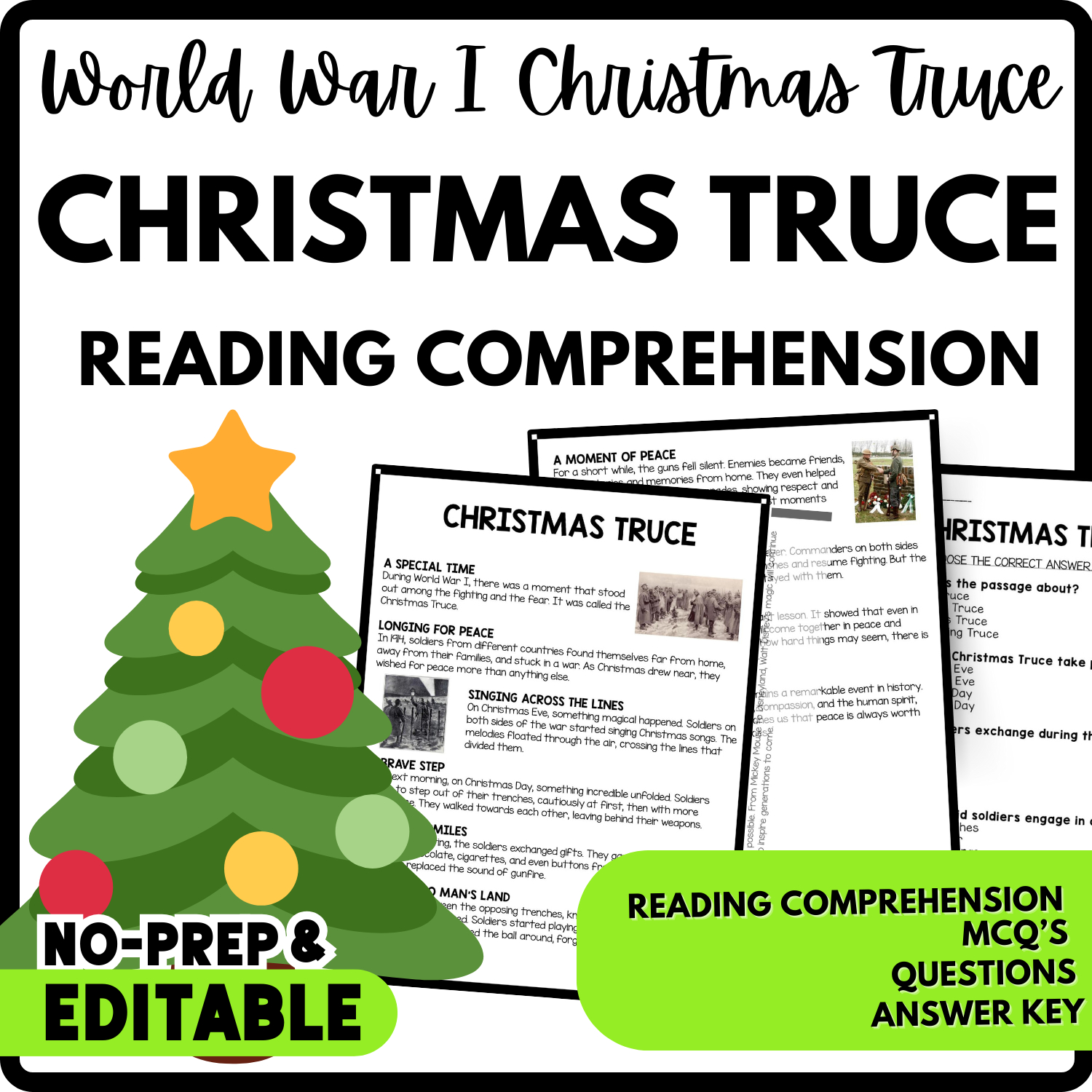Christmas Truce Reading Comprehension Worksheet throughout The Christmas Truce Worksheets