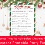 Christmas 'Twas The Night Before Christmas Fill In, Printable Holiday Funny  Word Game, Christmas Word Games For Twas The Night Before Christmas Worksheets