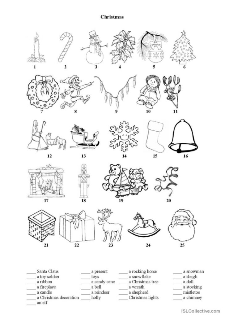 Esl Christmas Vocabulary Worksheets Esl Christmas Vocabulary Worksheets