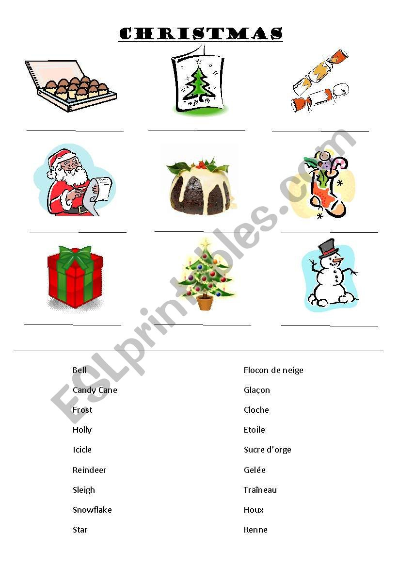 Christmas Vocabulary - Esl Worksheetalexsimpo with French Christmas Vocabulary Worksheets