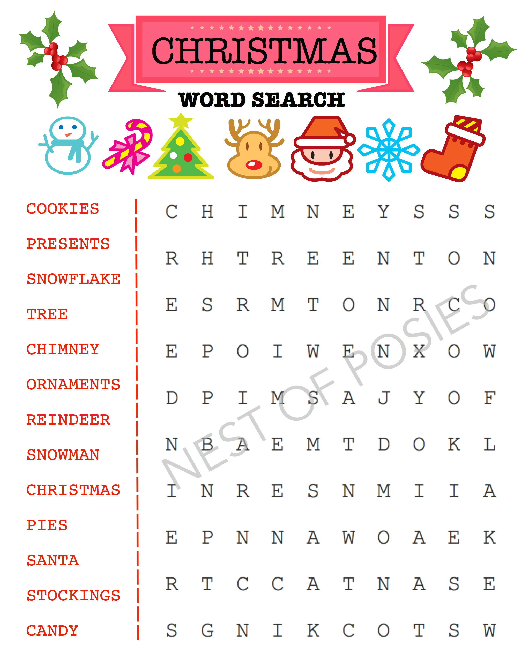 Christmas Word Puzzle Printables For Kids - Nest Of Posies intended for Free Christmas Puzzle Worksheets