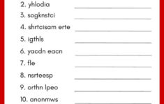 Christmas Word Scramble Free Printable With Answers intended for Unscramble Christmas Words Worksheets