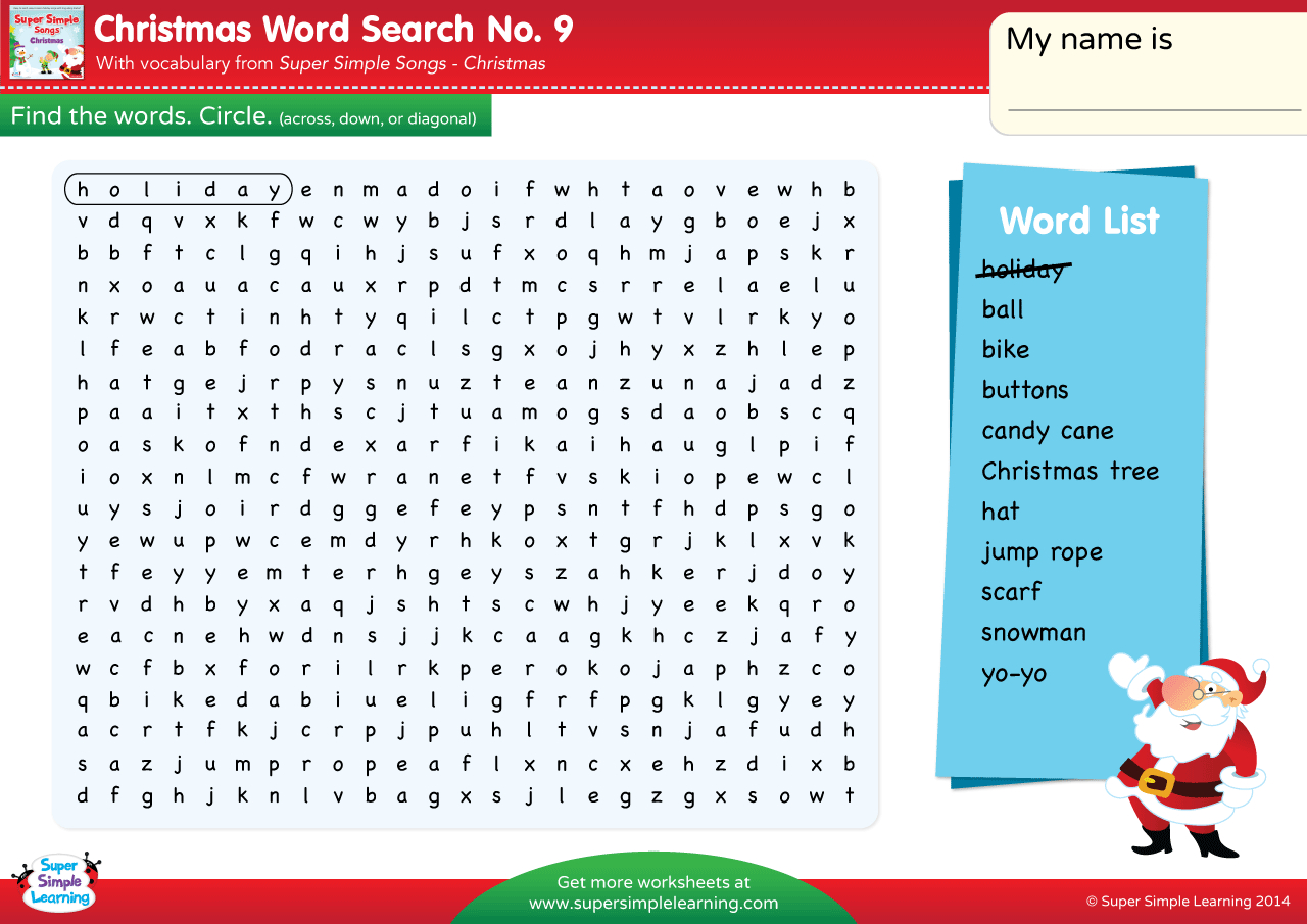 Christmas - Word Search #9 - Super Simple within Super Teacher Worksheets Merry Christmas Word Search Answers