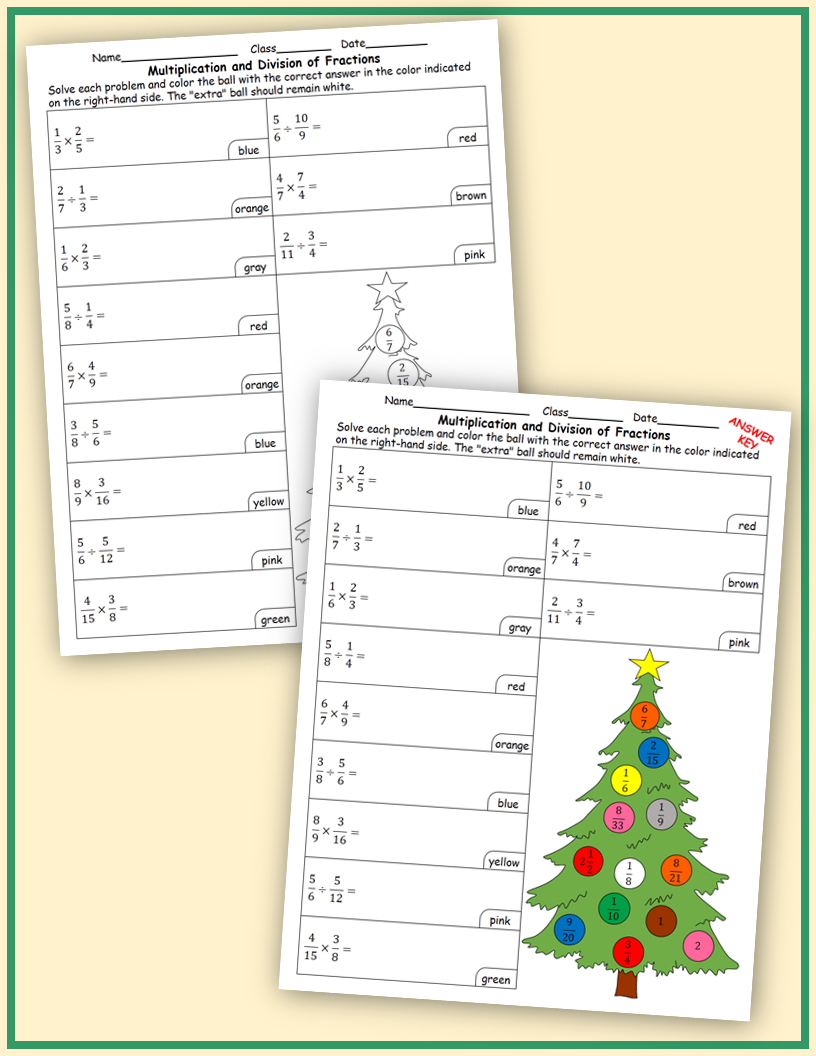 Christmas Worksheets: Multiplication And Division Of Fractions And intended for Multiplying Fractions Christmas Worksheets