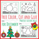 Color Cut Glue For December   Scissor Skills Practice   Your Inside Christmas Color Cut Paste Worksheets