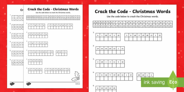 Crack the Code Christmas Worksheets Crack the Code Christmas Worksheets