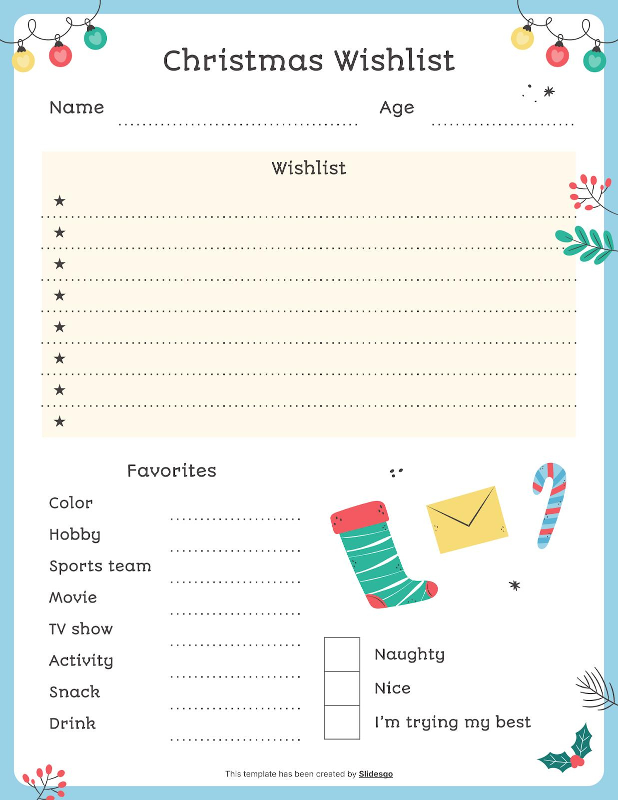 Dear Santa: My Christmas Wishlist Template throughout Christmas Wish List Worksheets