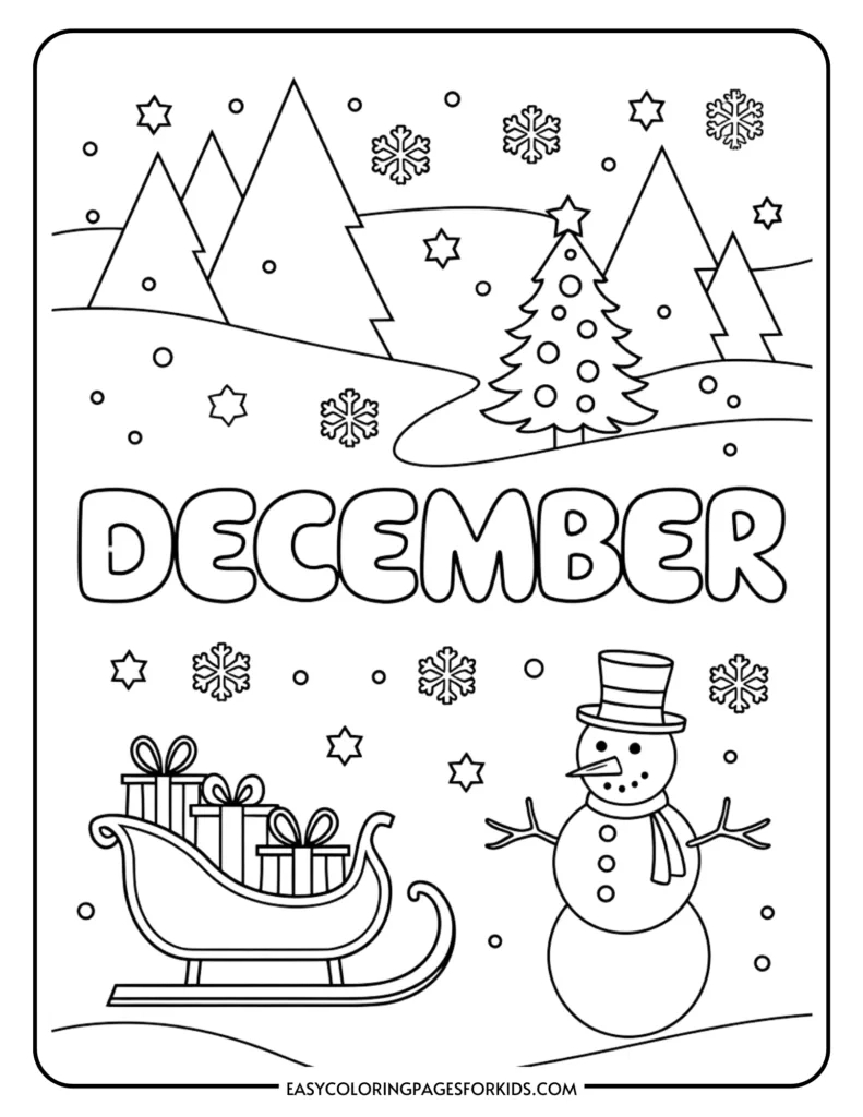 December Coloring Pages For Kids (7 Free Printable Pages) - Easy in Christmas Coloring Worksheets