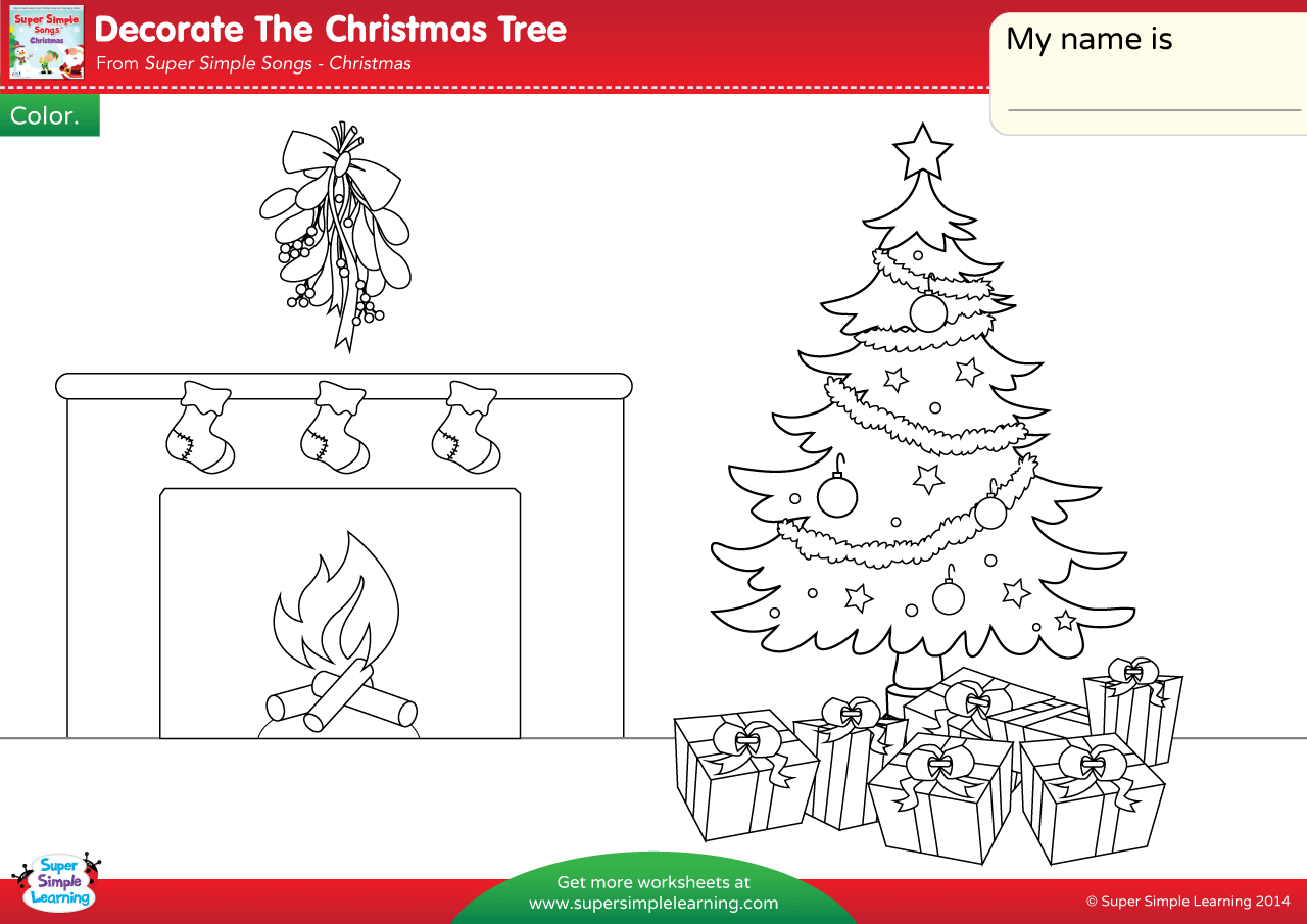 Decorate The Christmas Tree Worksheet - Color - Super Simple with Christmas Tree Worksheets