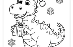 Dinosaur Christmas Coloring Pages (8 Free Printables) - Cute with Free Printable Christmas Coloring Worksheets