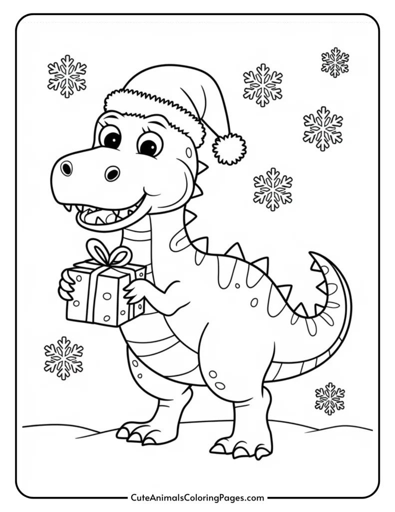 Dinosaur Christmas Coloring Pages (8 Free Printables) - Cute with Free Printable Christmas Coloring Worksheets