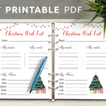 Download Printable White Christmas Wish List Template Pdf Within Christmas Wish List Worksheets