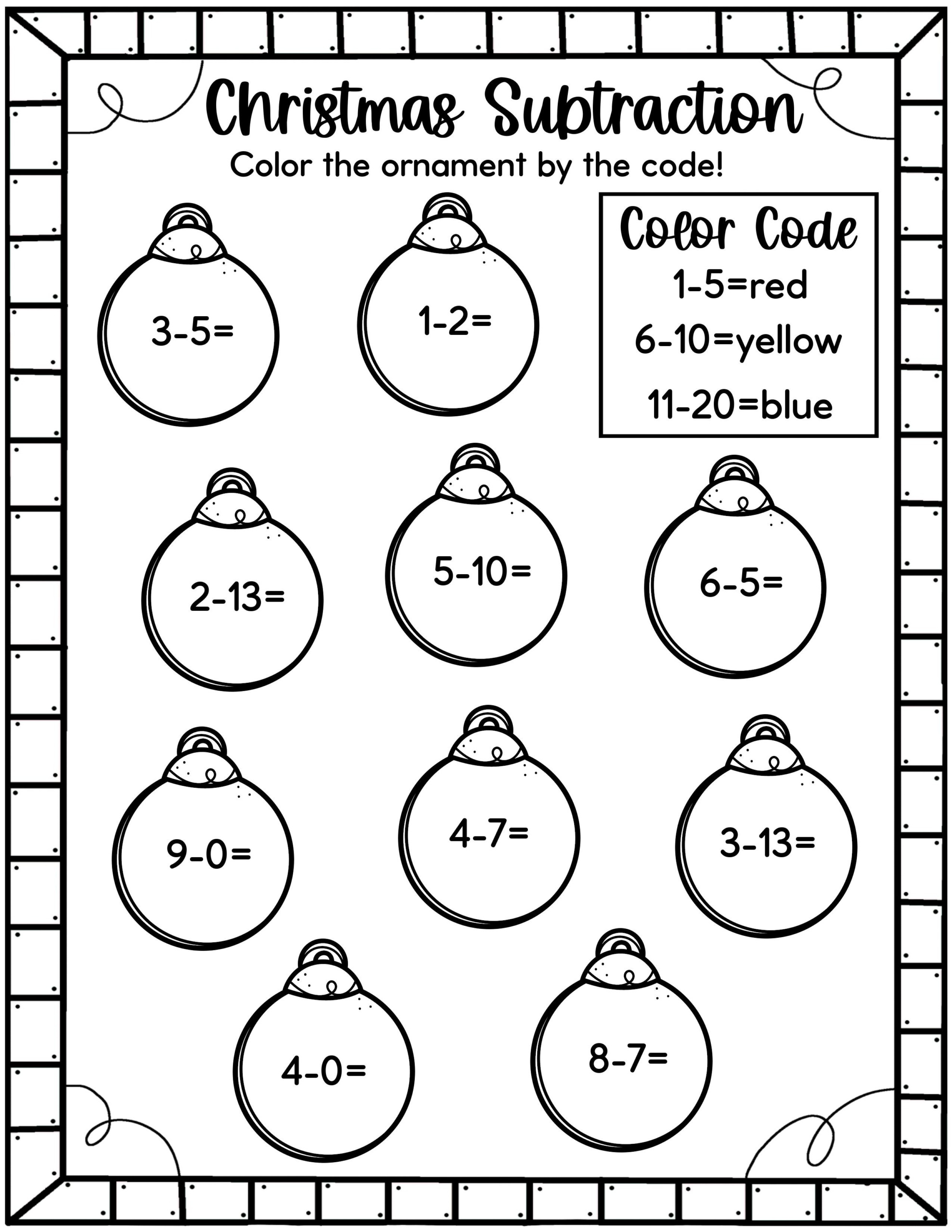 Easy Christmas Math Worksheets - Free! - Kids Activity Zone inside Free Christmas Addition and Subtraction Worksheets