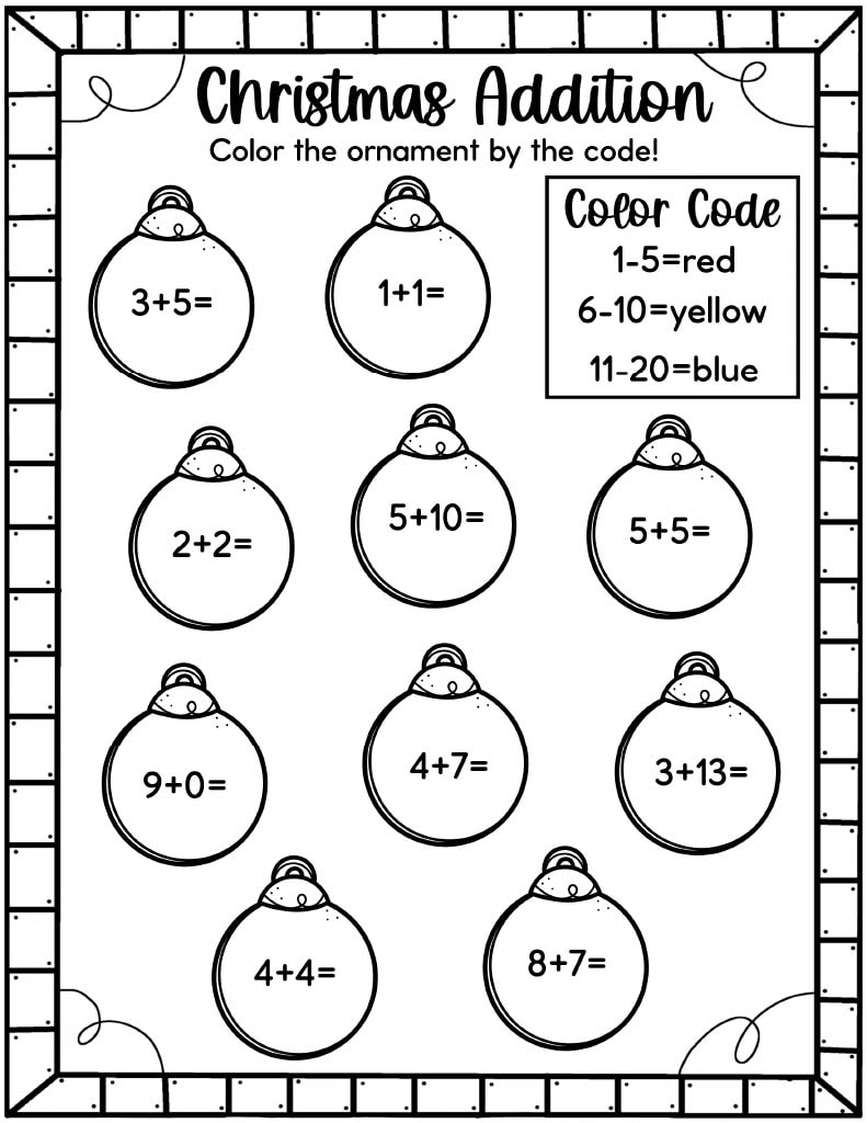 Easy Christmas Math Worksheets - Free! - Kids Activity Zone regarding Christmas Worksheets For 1st Graders