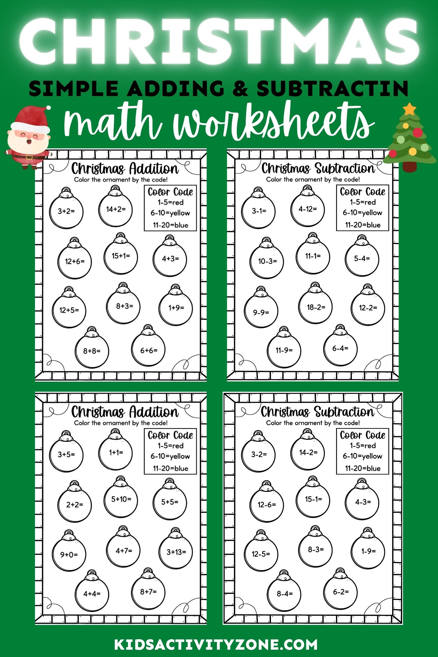 Easy Christmas Math Worksheets - Free! - Kids Activity Zone with regard to Christmas Math Facts Worksheets
