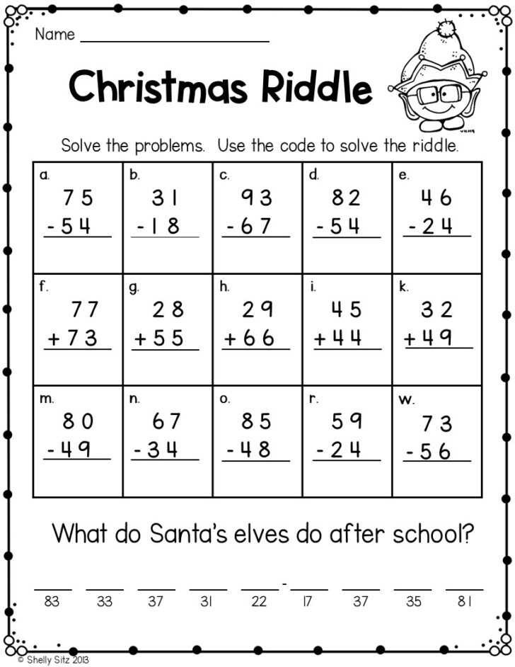 Free Christmas Addition and Subtraction Worksheets