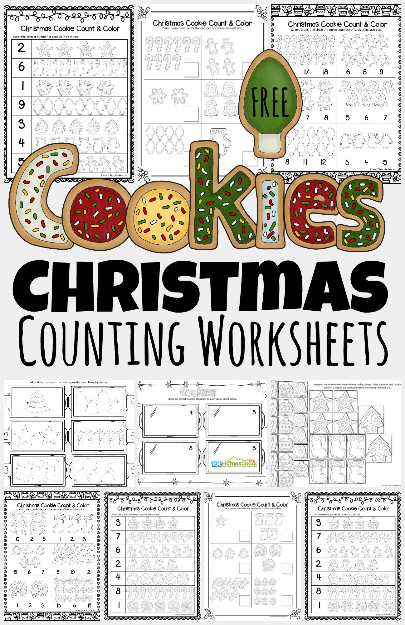 🎄 Free Christmas Cookies Counting Worksheets within Free Printable Christmas Counting Worksheets