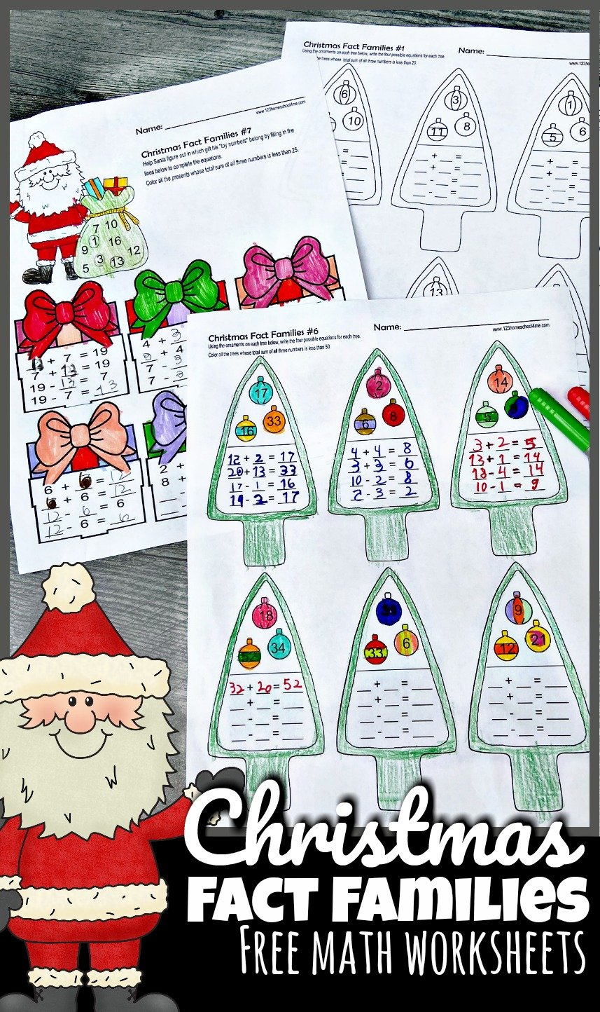 🎄 Free Christmas Fact Families - Addition And Subtraction Math throughout Christmas Addition and Subtraction Worksheets