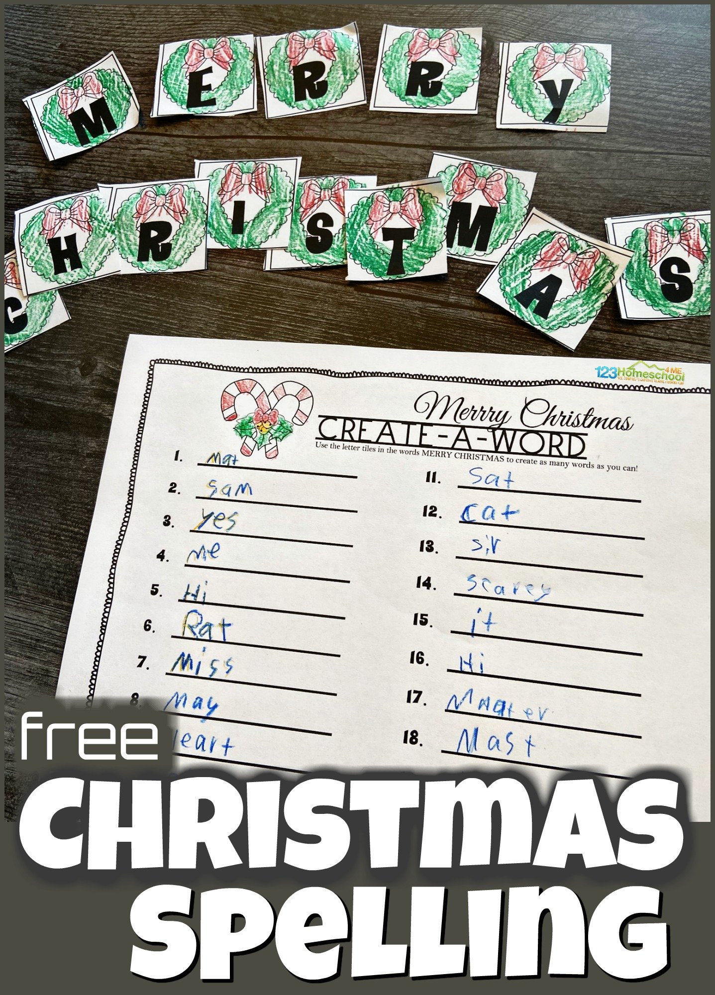 🎄 Free Create A Word Christmas Spelling Activity with Free Christmas Spelling Worksheets