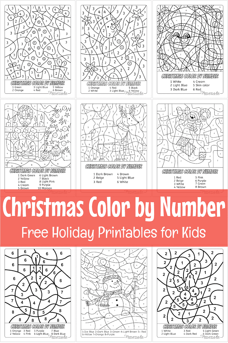 Free Christmas Colornumber Printables within Free Printable Color by Number Christmas Worksheets