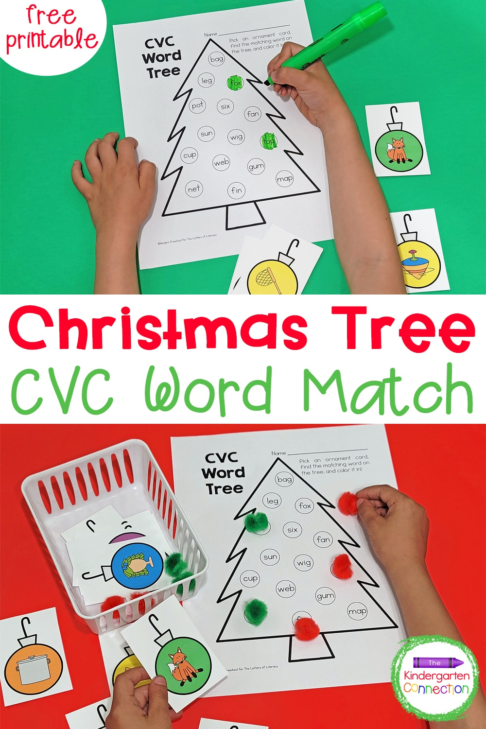 Free Christmas Cvc Word Match regarding Christmas Cvc Words Worksheets Free