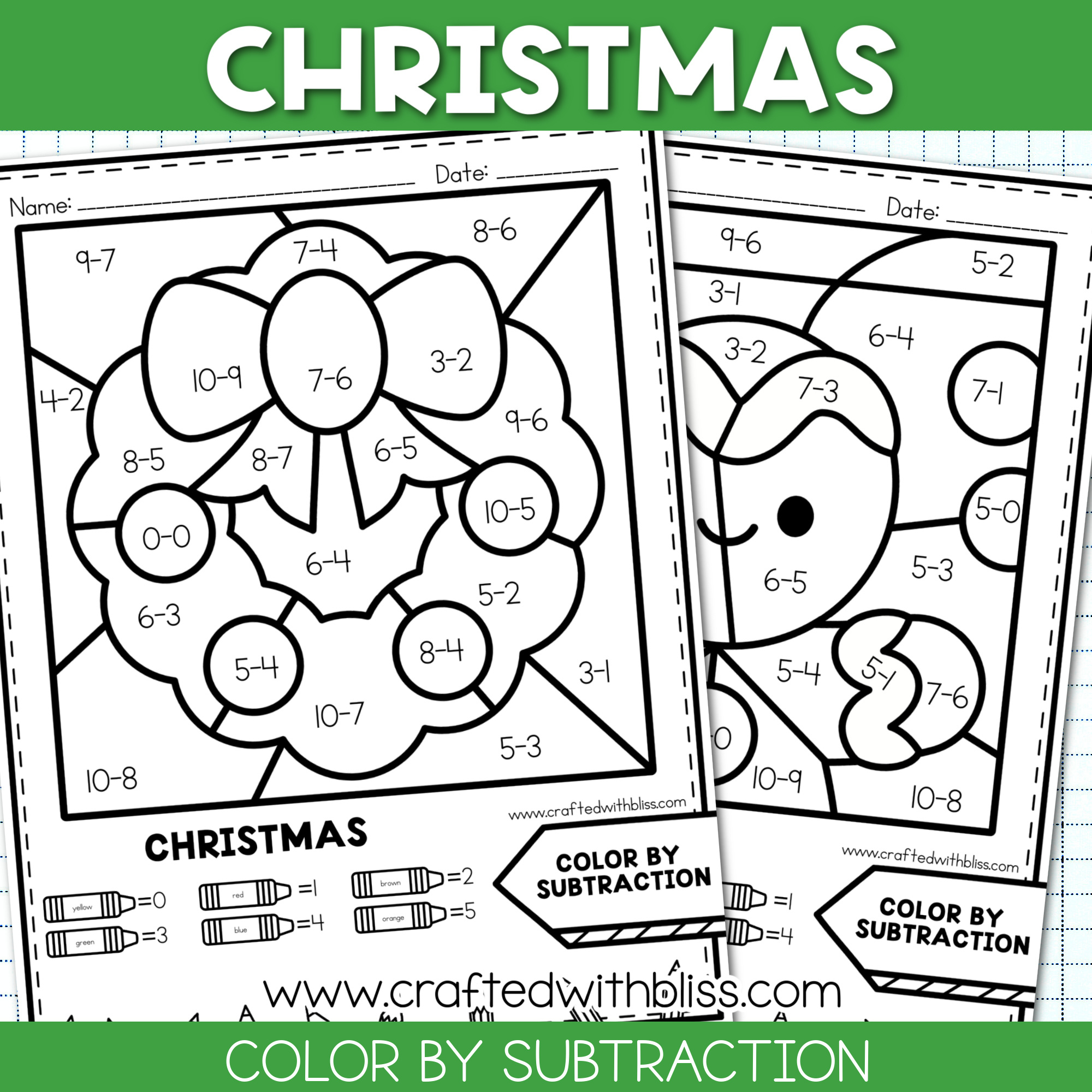 Free Christmas Fact Families - Addition And Subtraction Math for Free Christmas Subtraction Worksheets