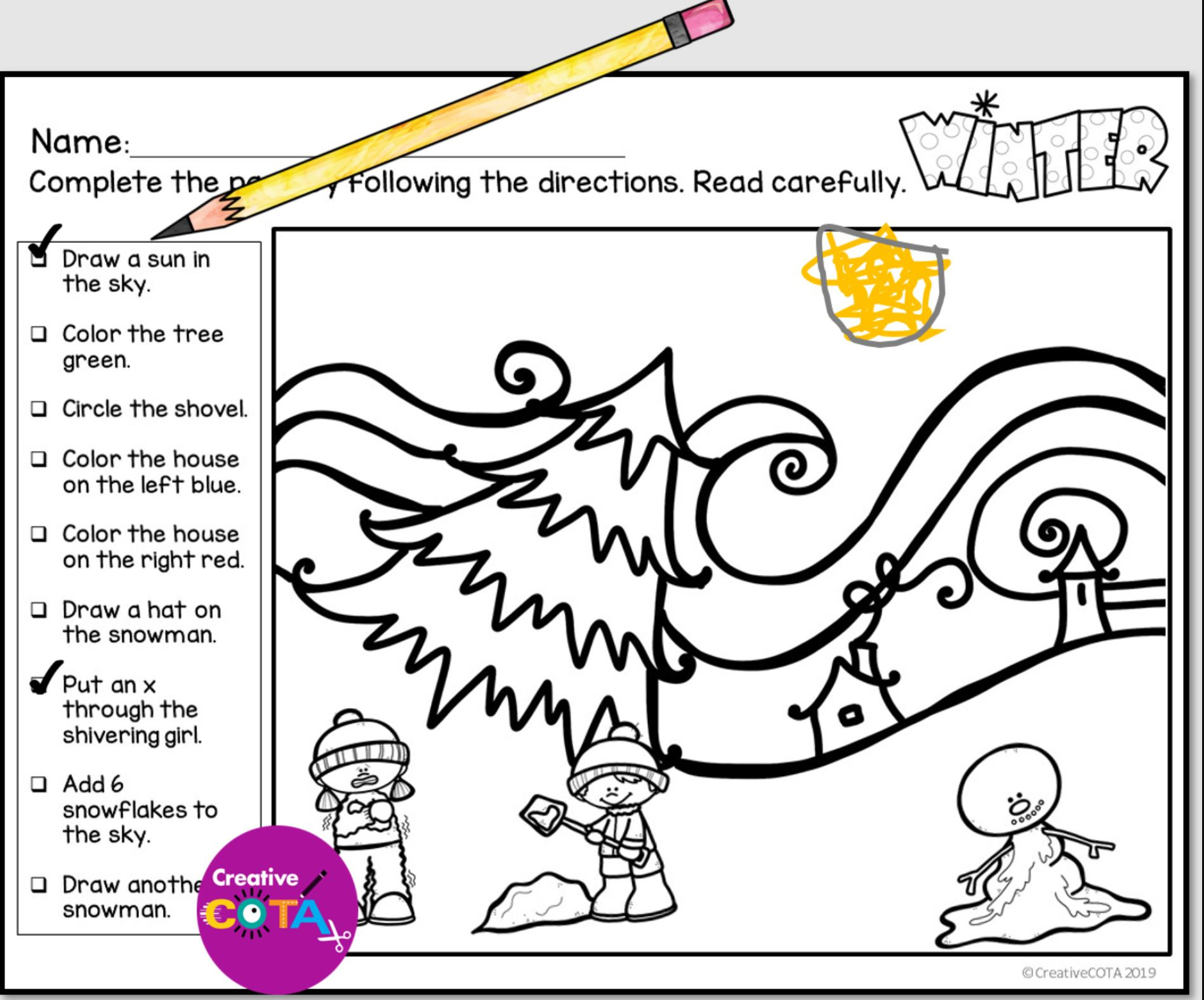 Free Christmas Following Directions Worksheets For Kindergarten intended for Christmas Following Directions Worksheets Free