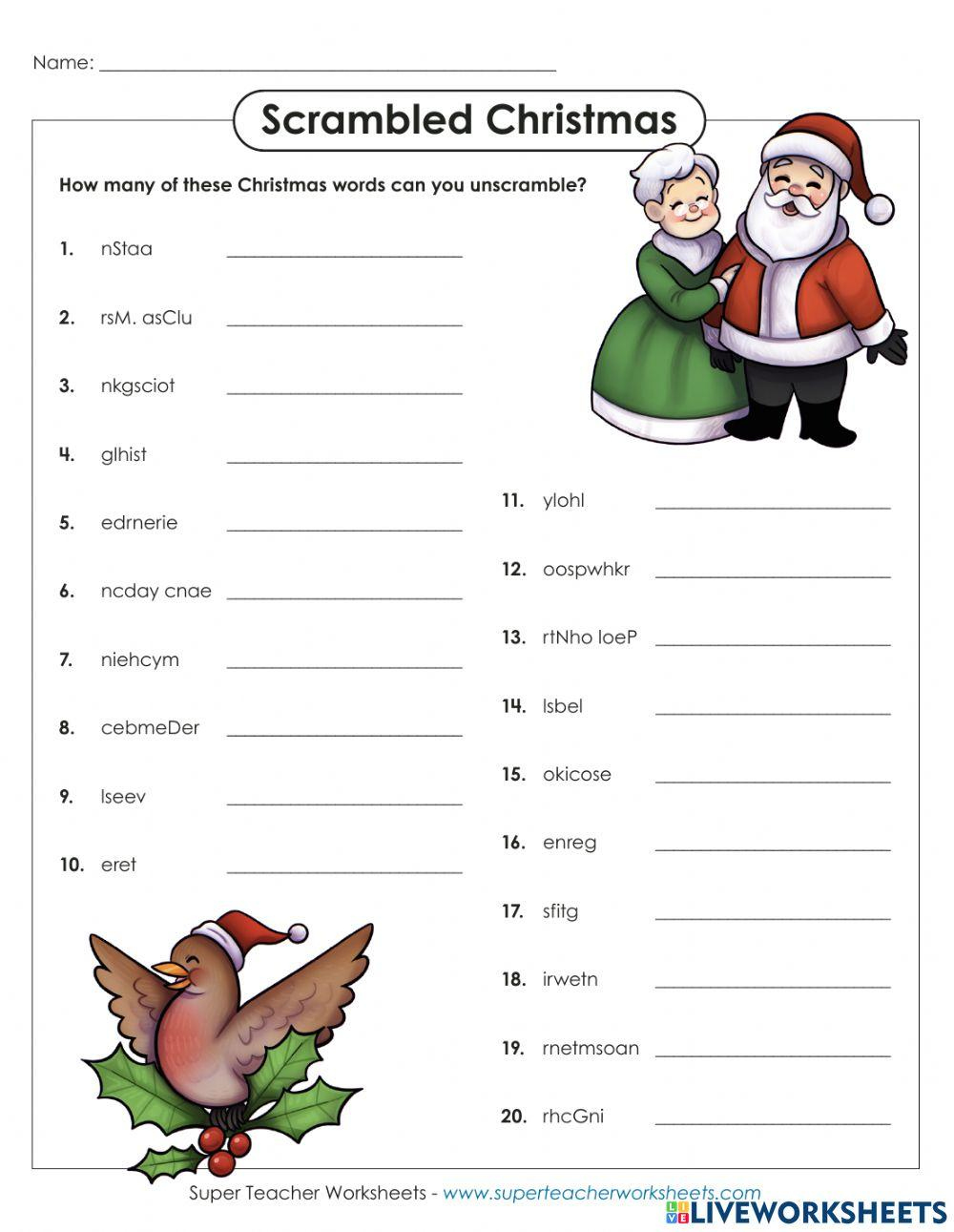 Free Christmas Games, Worksheets, And Activities - Hislifelearner for Super Teacher Worksheets Scrambled Christmas Answers
