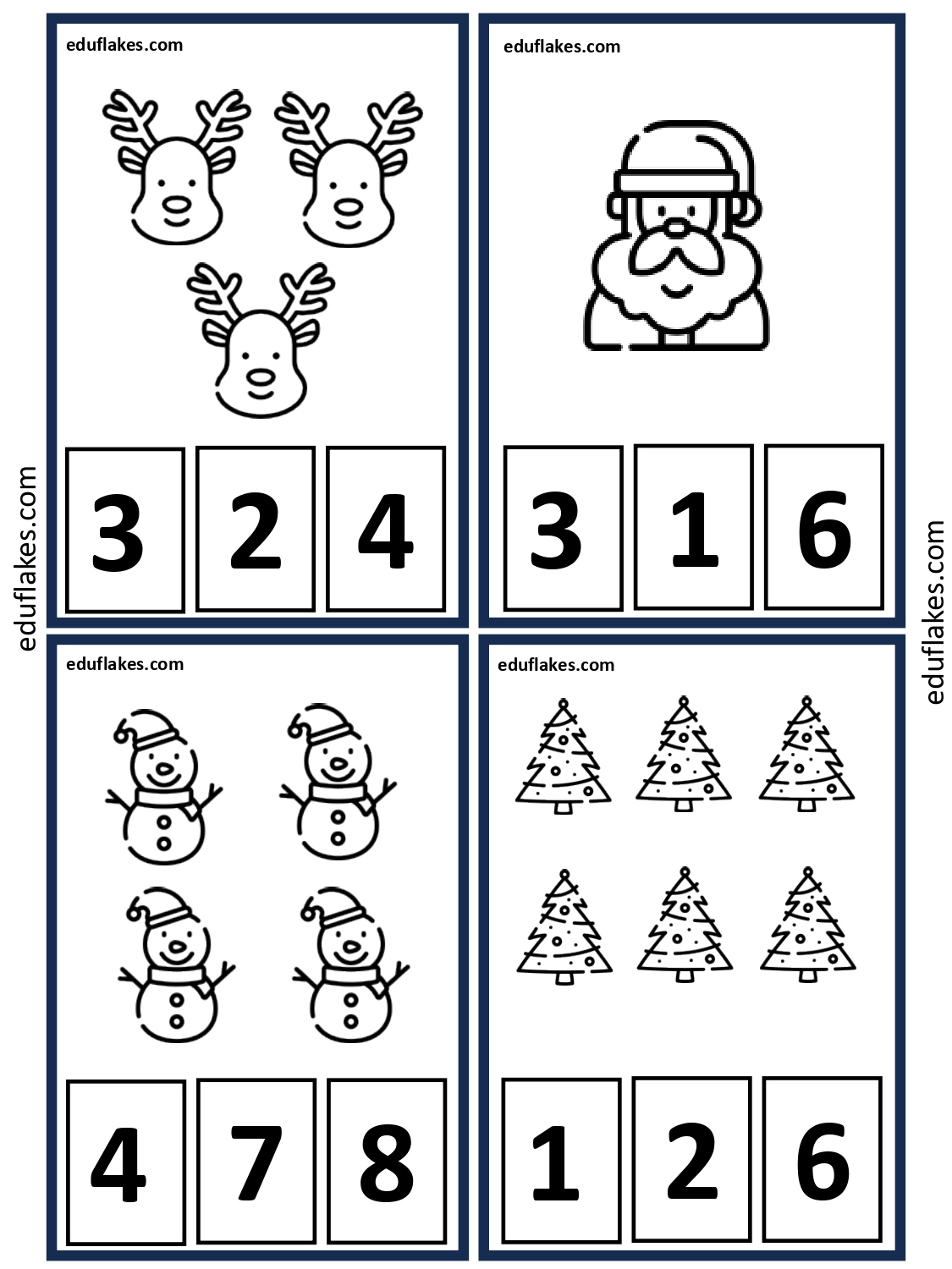 Free Christmas Math Worksheets For Kindergarten - Eduflakes intended for Preschool Math Christmas Worksheets