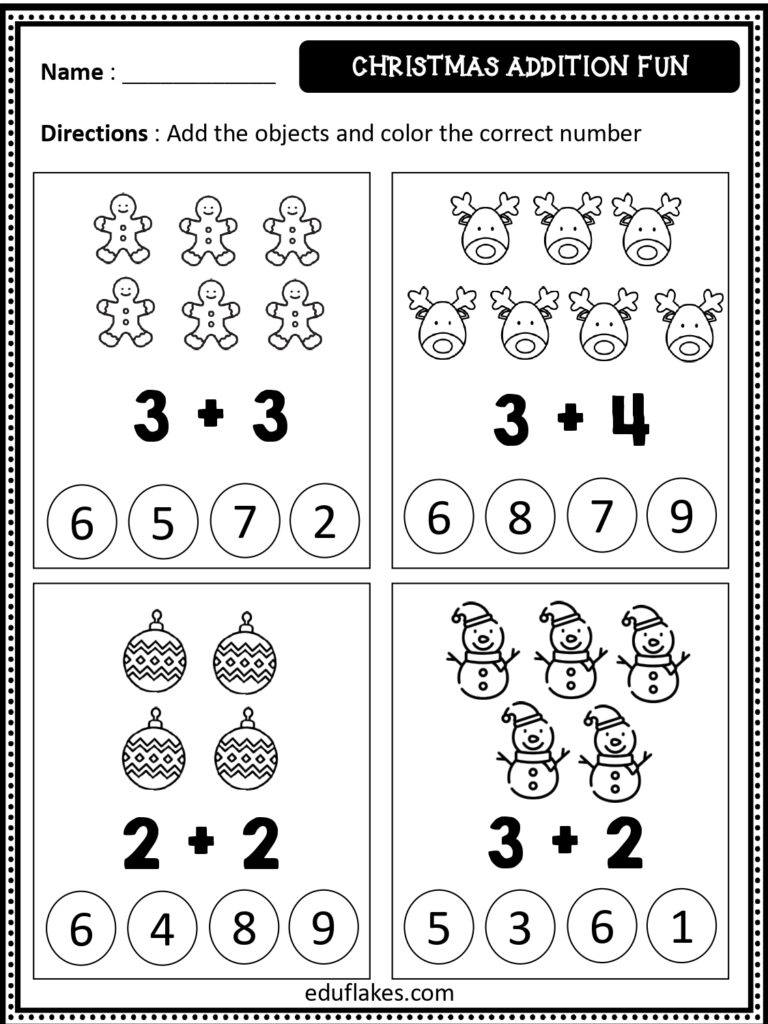 Free Christmas Math Worksheets For Kindergarten - Eduflakes throughout Free Christmas Math Worksheets For Kindergarten