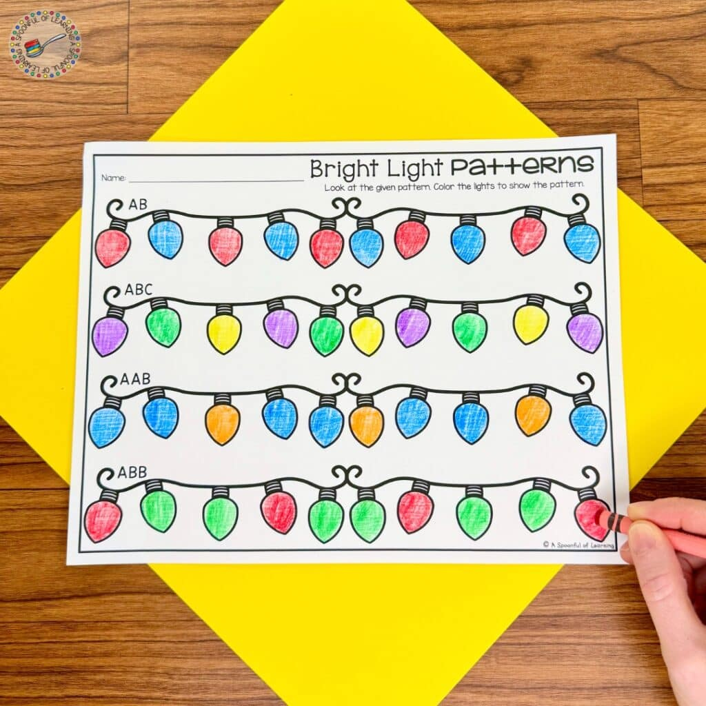 Free Christmas Pattern Activities For Kindergarten - A Spoonful Of intended for Christmas Pattern Worksheets Kindergarten