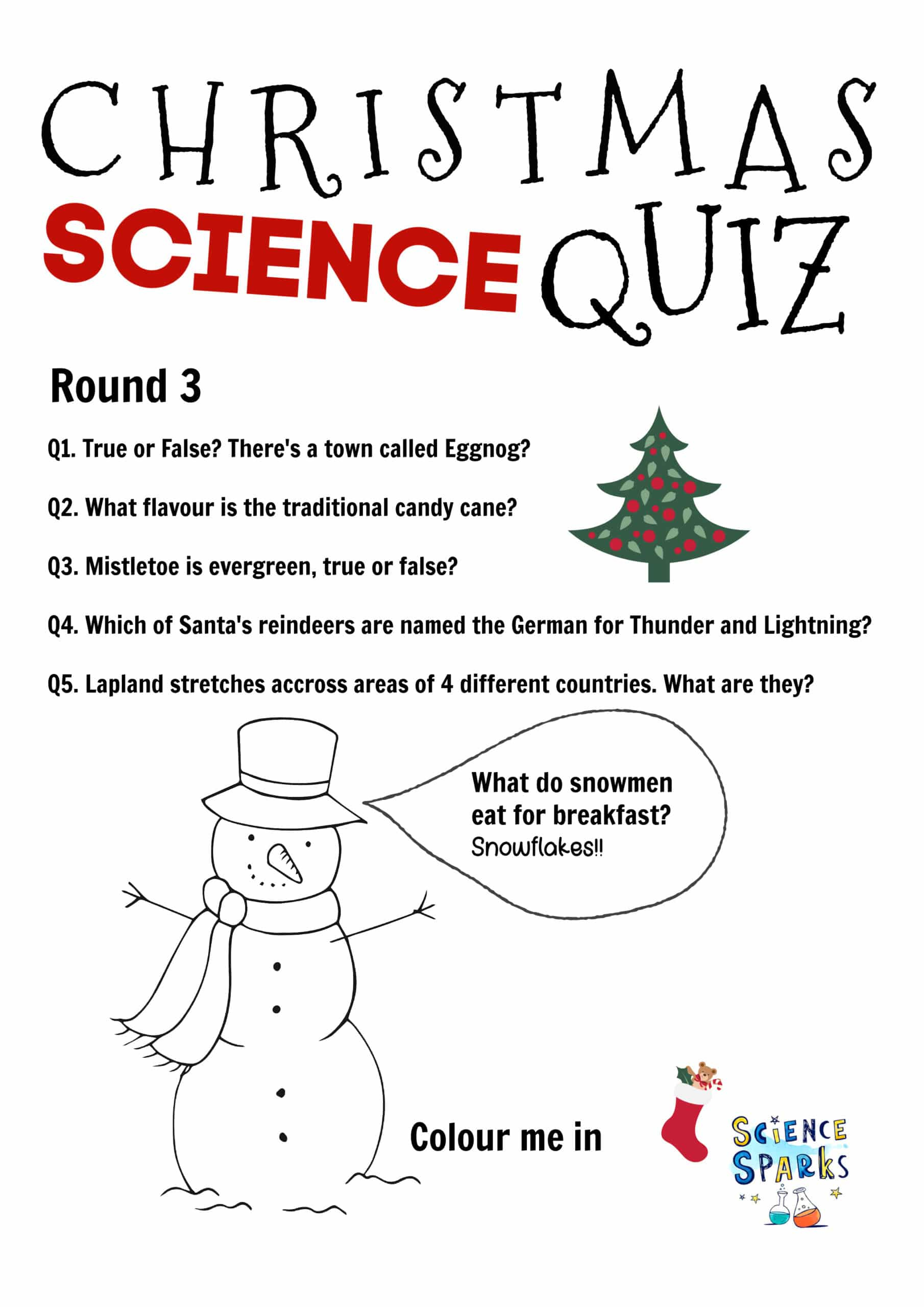 Free Christmas Science Quiz throughout Free Christmas Science Worksheets