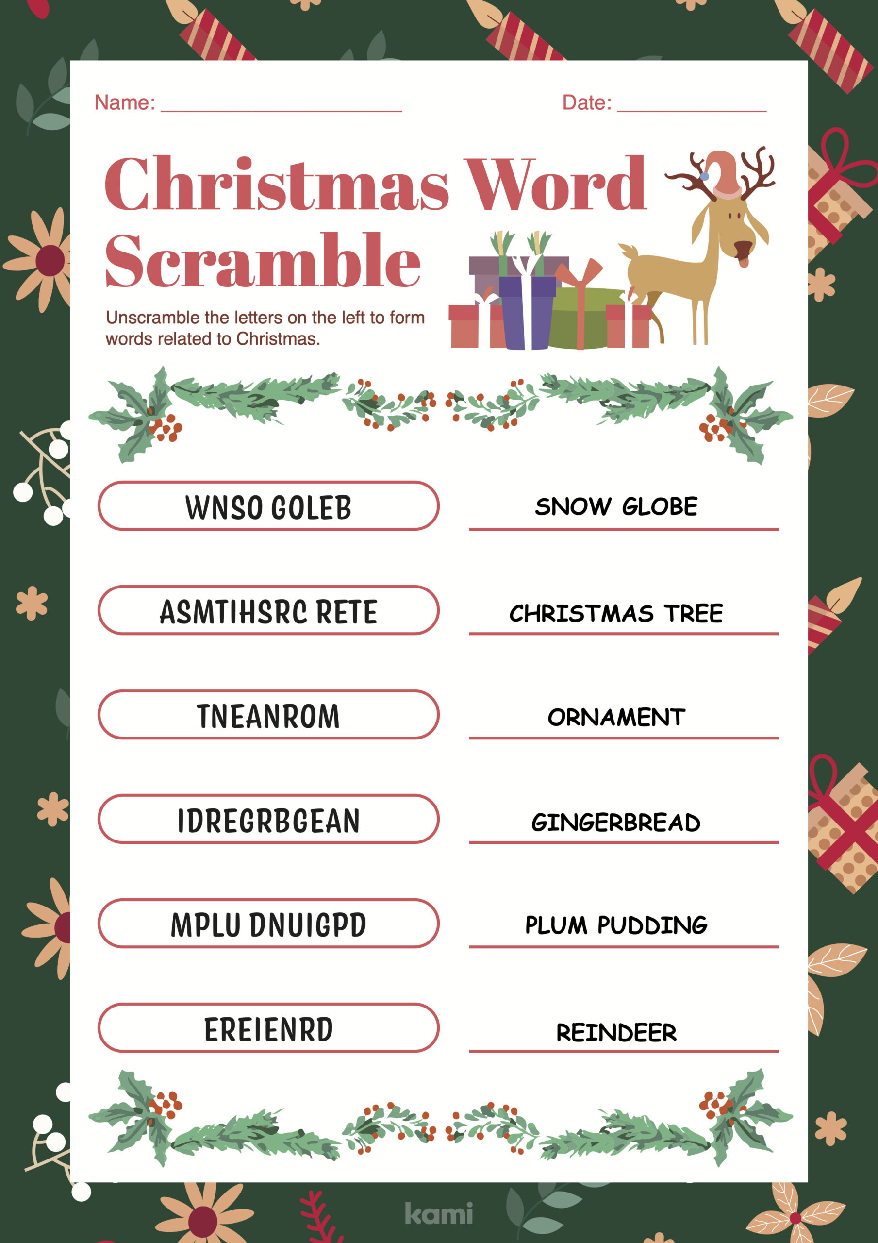 Free Christmas Unscramble Worksheet, Download Free Christmas within Super Teacher Worksheets Scrambled Christmas Answers