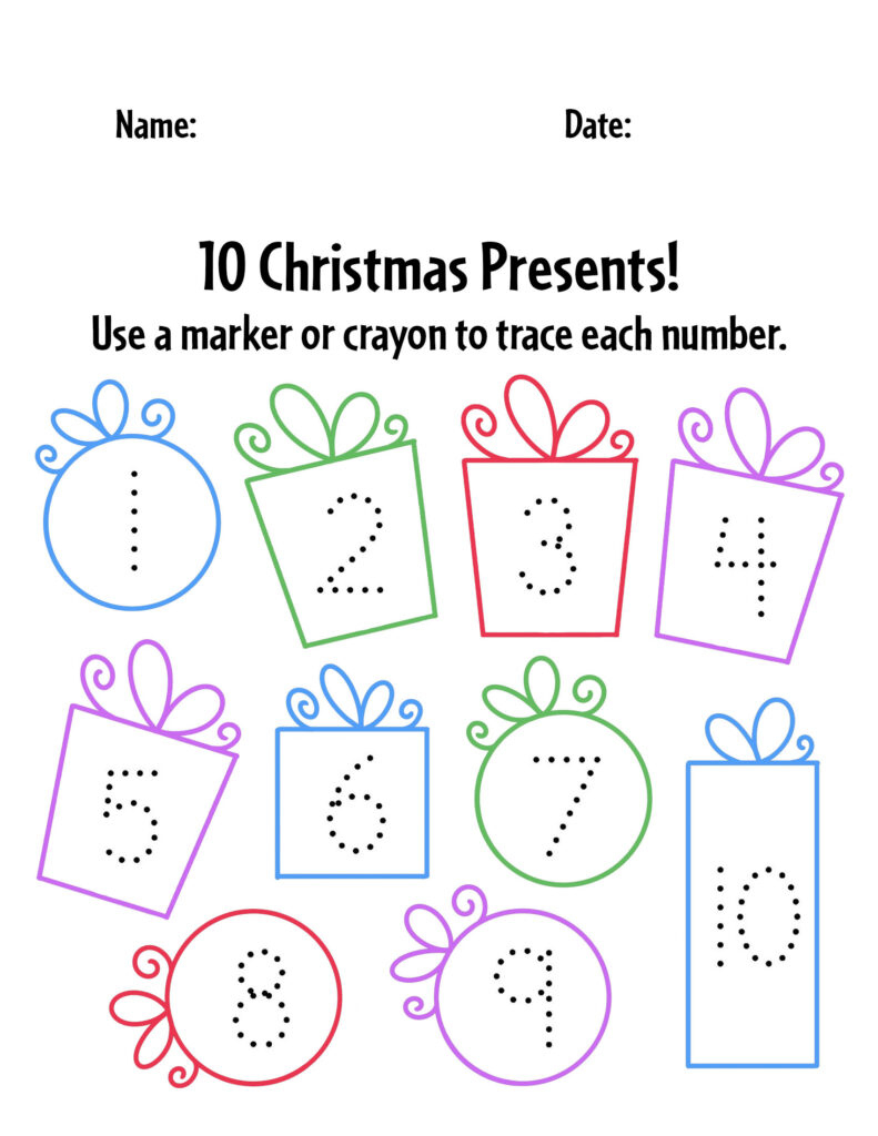 Free Christmas Worksheets For Preschool! ⋆ The Hollydog Blog intended for Christmas Number Tracing Worksheets