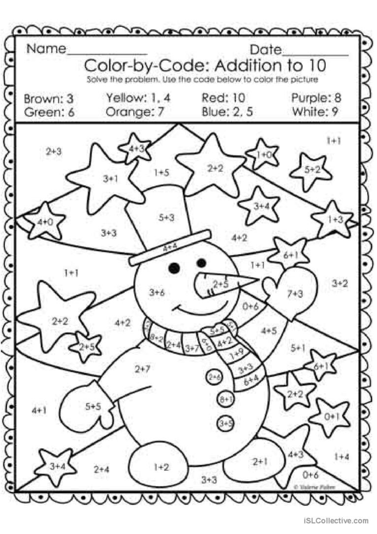 Free Colornumber Christmas Worksheet, Download Free Color pertaining to Color By Code Christmas Worksheets
