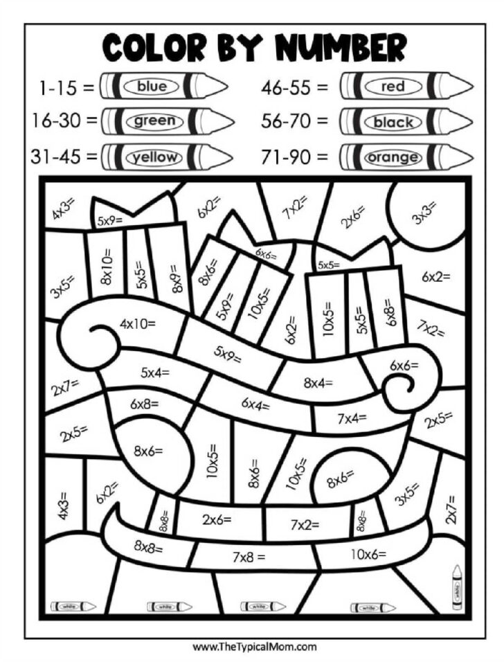 Free Christmas Math Coloring Worksheets