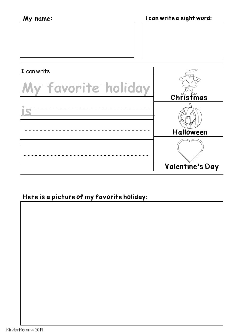 Free Holiday Writing Printable - Kindermomma pertaining to Free Christmas Writing Prompts Worksheets
