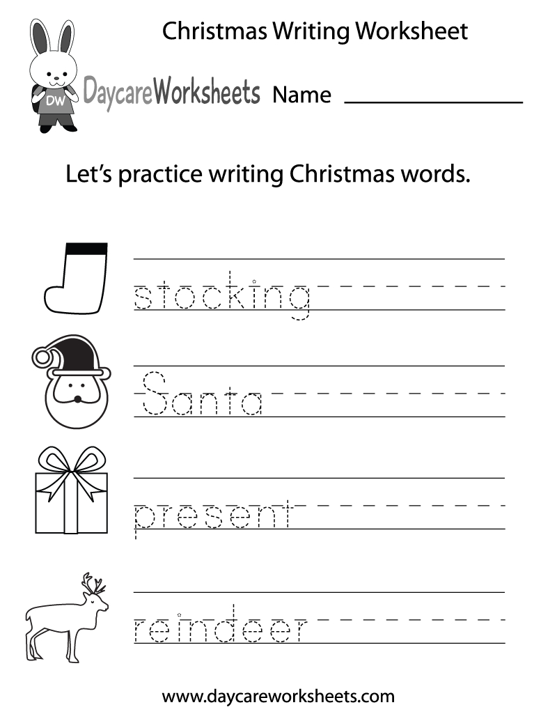 Free Preschool Christmas Writing Worksheet intended for Christmas Writing Worksheets For Kindergarten