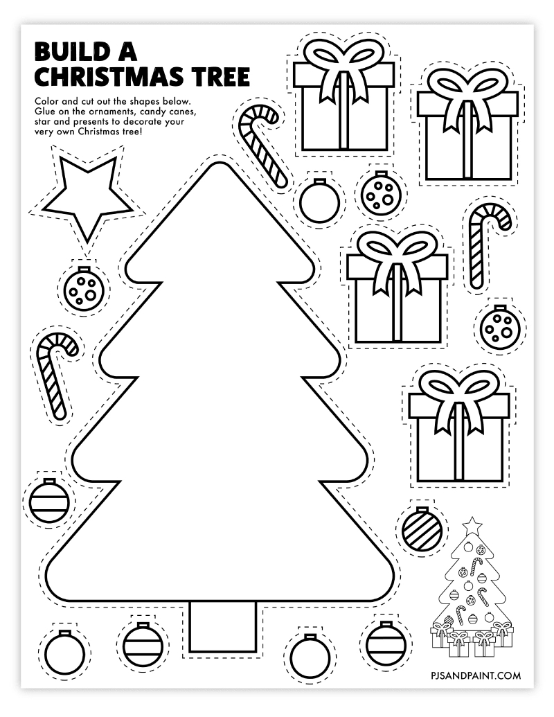 Free Printable Build A Christmas Tree Craft - Pjs And Paint pertaining to Decorate Christmas Tree Worksheets