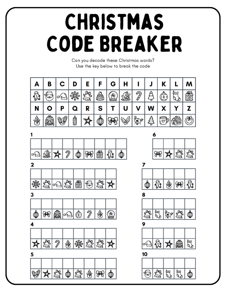 Free Printable Christmas Activity Sheets | Baking You Happier within Free Printable Christmas Secret Code Worksheets