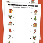 Free Printable Christmas Matching Worksheet   Pjs And Paint Inside Christmas Word Match Worksheets