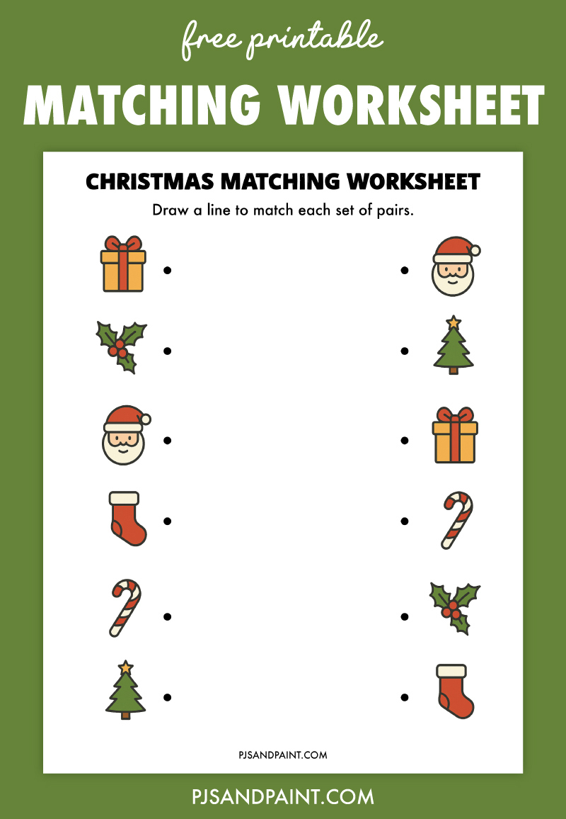 Free Printable Christmas Matching Worksheet - Pjs And Paint throughout Free Printable Christmas Matching Worksheets