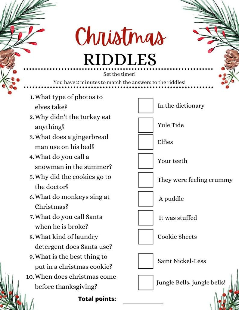 Free Printable Christmas Riddles, Download Free Printable for Christmas Riddles Worksheets