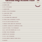 Free Printable Christmas Songs Scramble Puzzle Intended For Christmas Song Riddles Worksheets